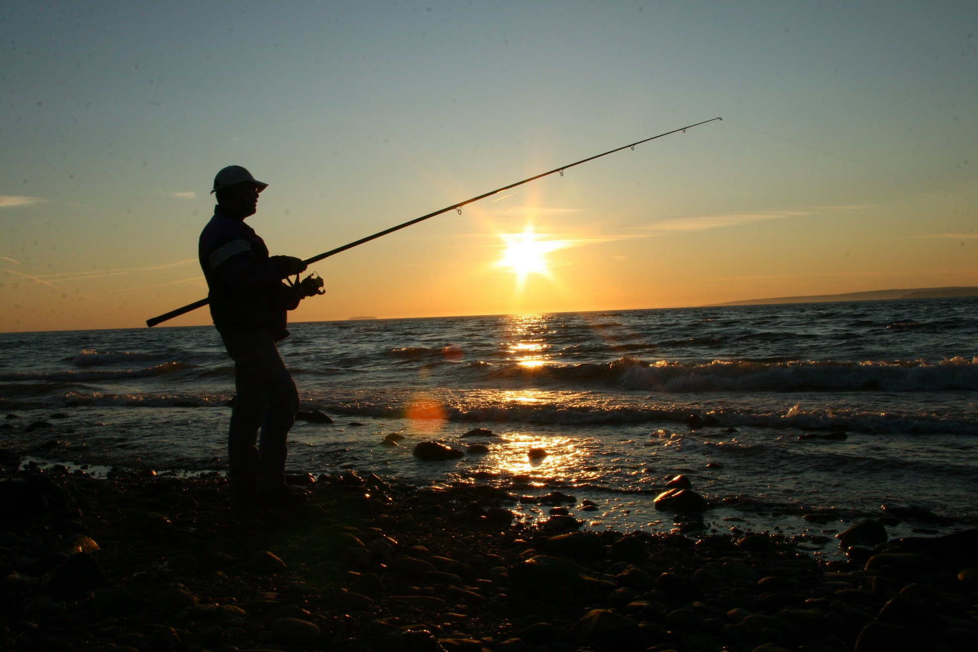 Fishing at sunrise